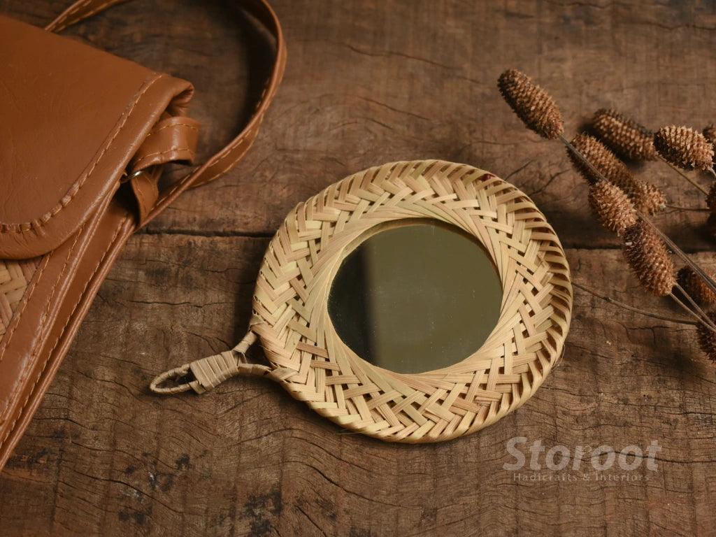 Handmade bamboo hand mirror