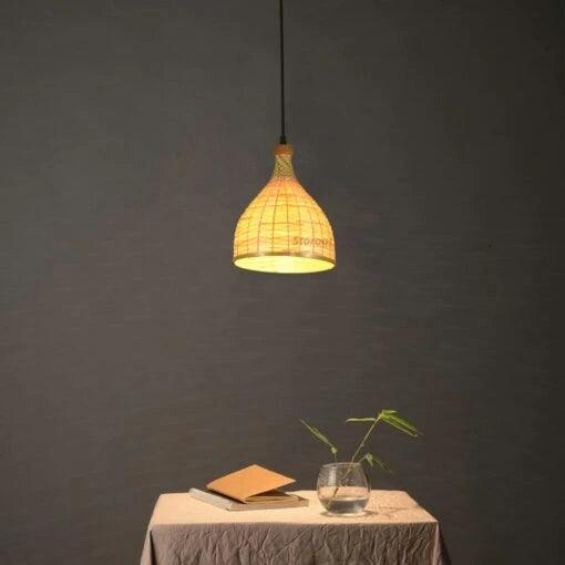 Bamboo modern pendant light shade 7 inch with E27 holder set