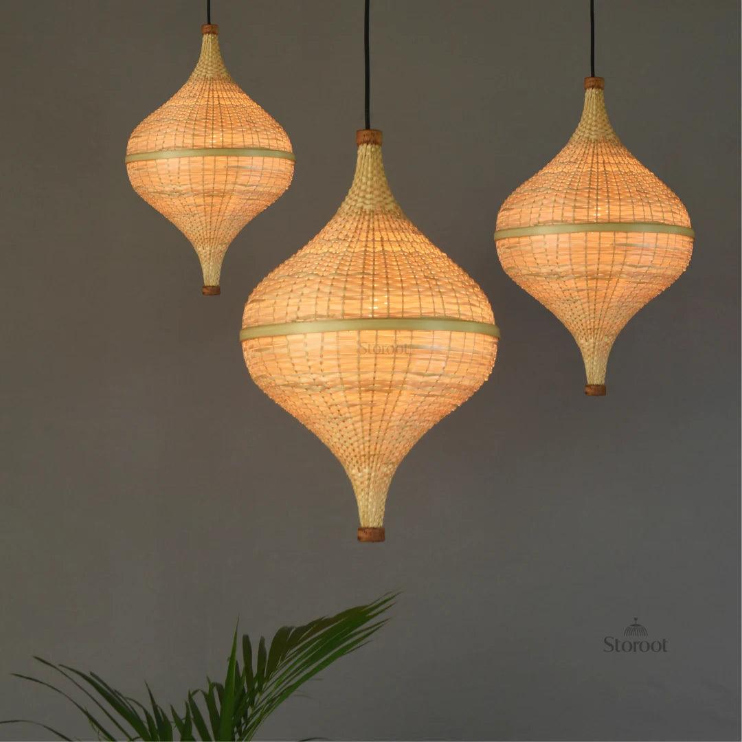 Modern bamboo chandelier with contemporary design and natural materials