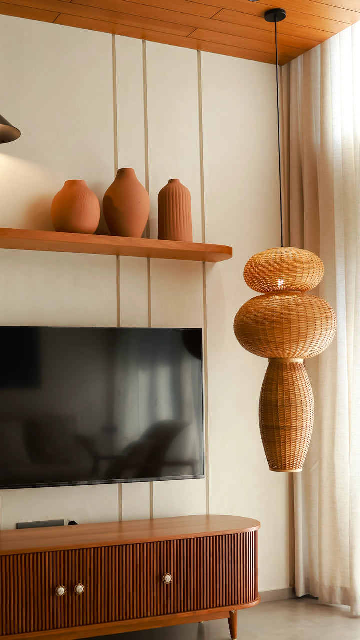 Celora H42 Cane Wicker Pendant Lamp | Handmade Bamboo Hanging Chandelier
