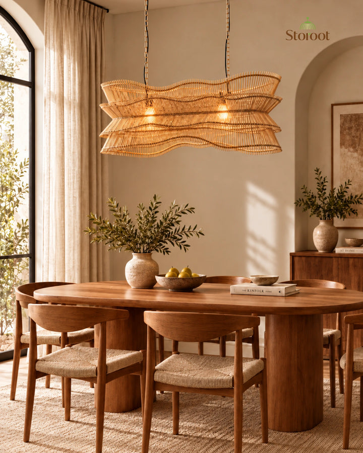 Liyora Flow – Sculptural Cane Linear Chandelier