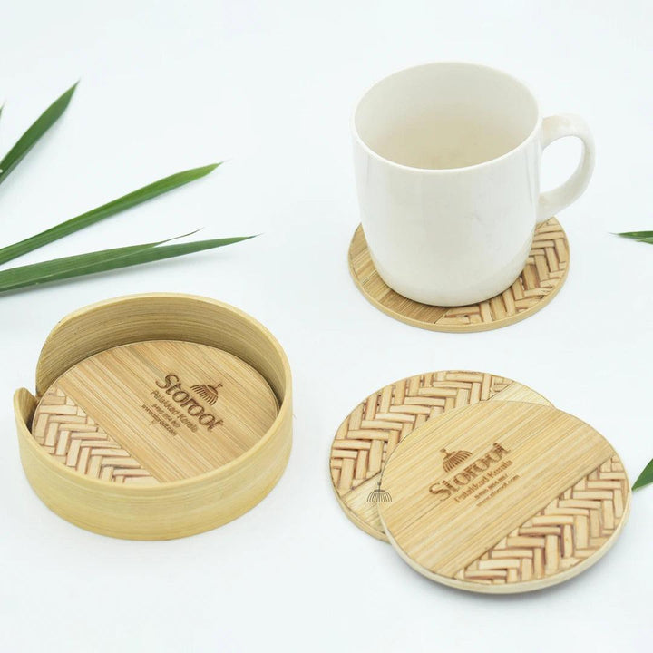 Bamboo Tea Coaster set of 4 - personalized sustainable gift