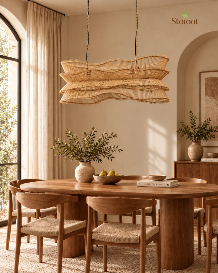 Liyora Flow – Sculptural Cane Linear Chandelier