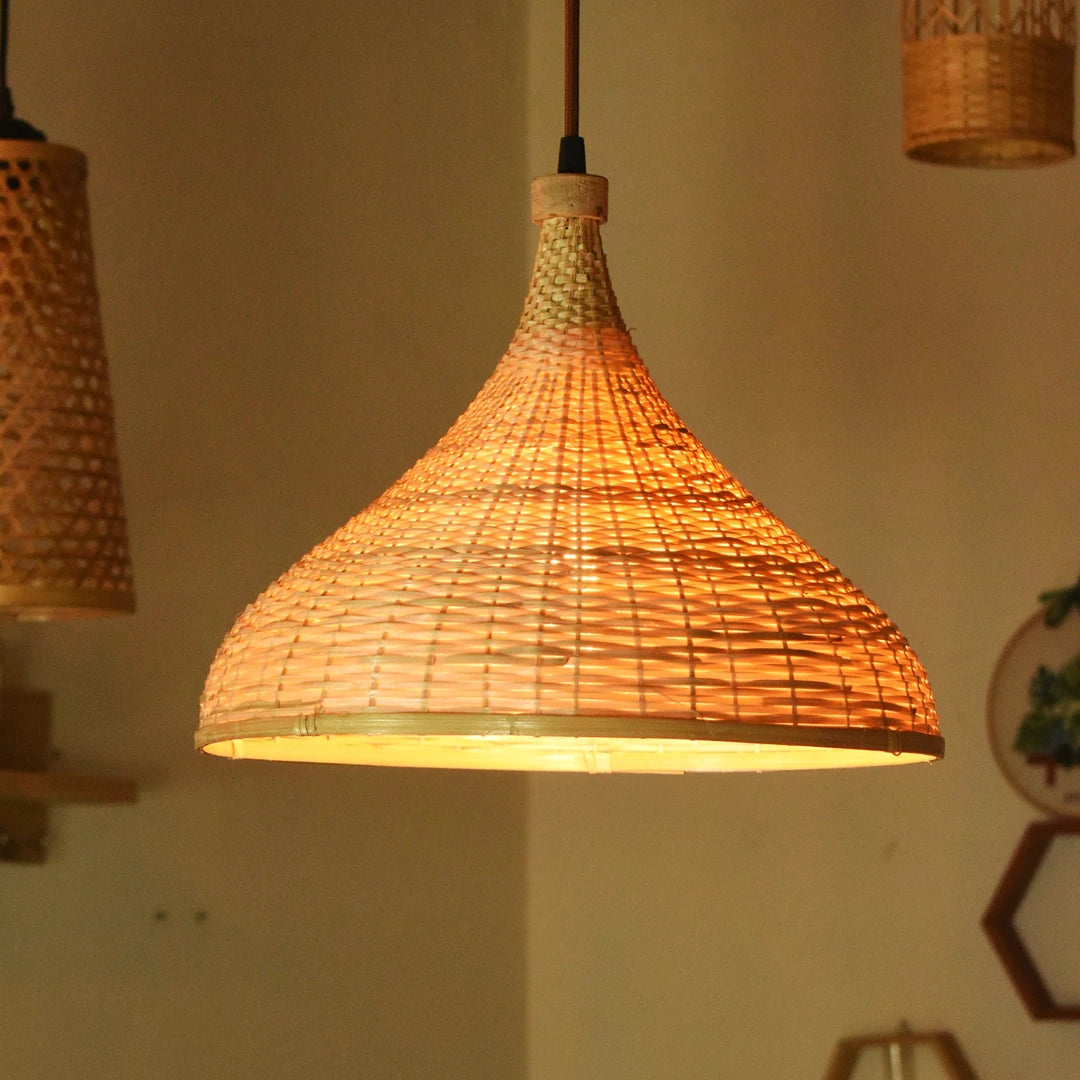 LuzLight Bamboo hanging Light Illuminating a Cozy Interior