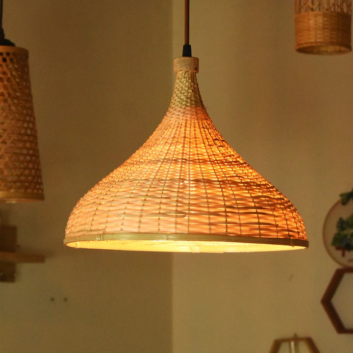 LuzLight Bamboo hanging Light Illuminating a Cozy Interior