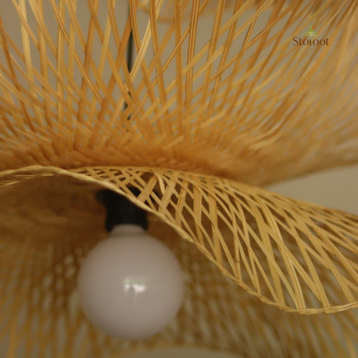 Hibisca Cluster of 3 Bamboo Pendant Light for Double Height Spaces