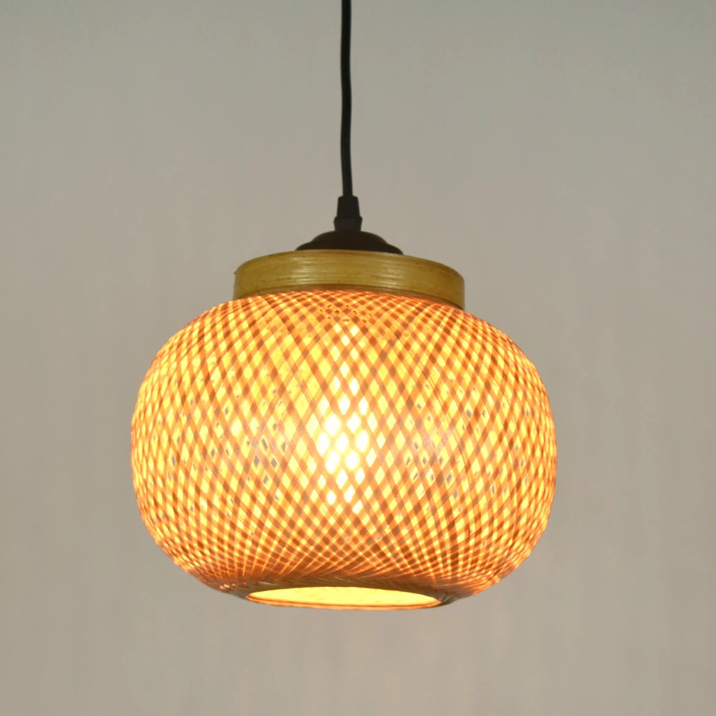 unce Bamboo Ceiling Light Hanging in Living Room