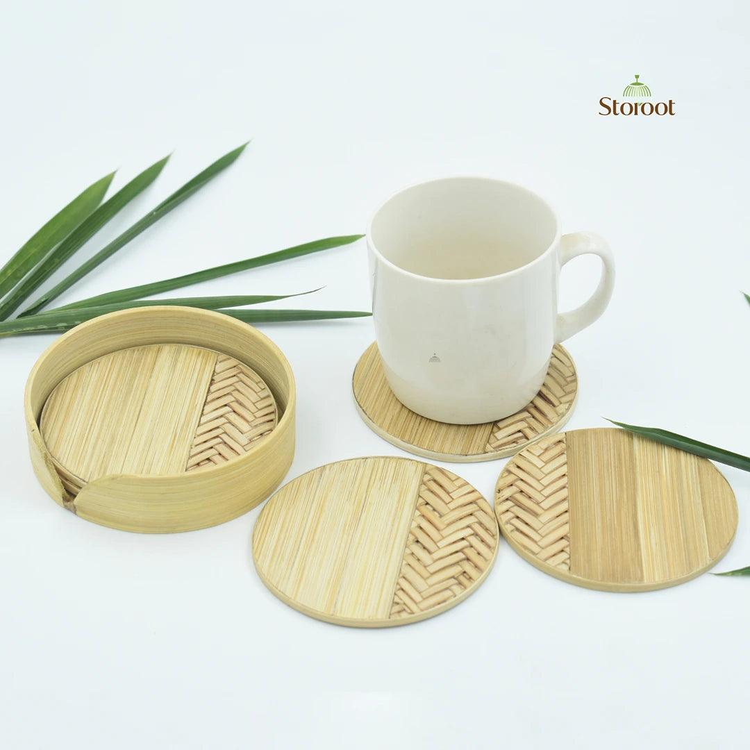 Bamboo Tea Coaster set of 4 - personalized sustainable gift