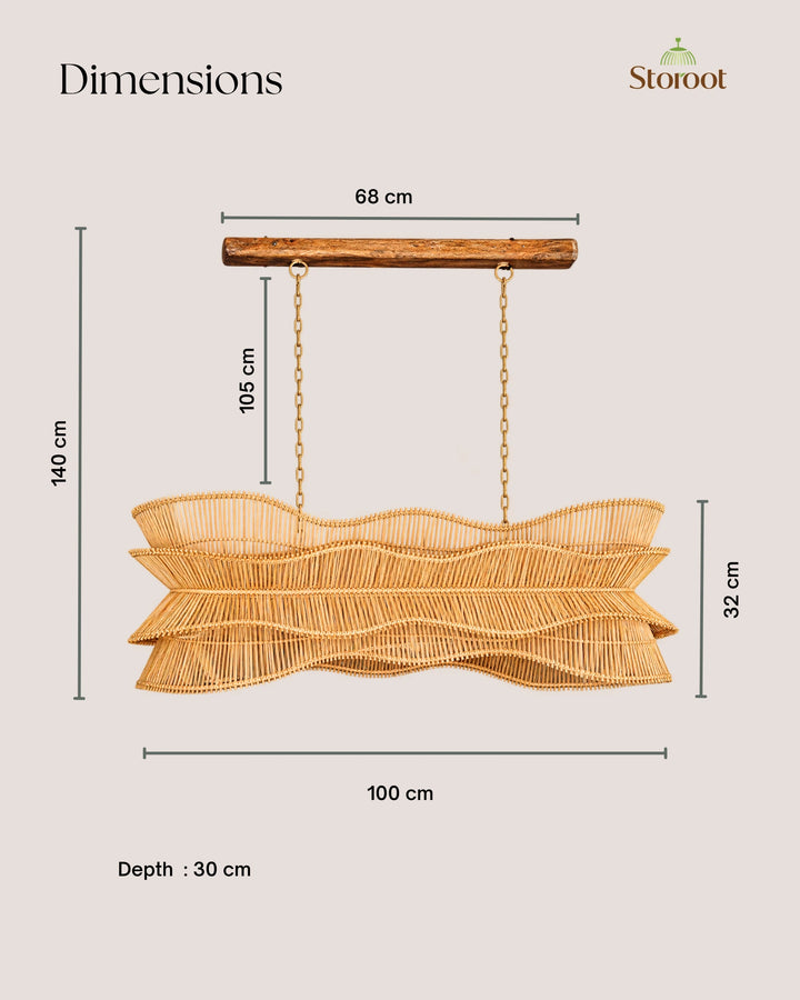 Liyora Flow – Sculptural Cane Linear Chandelier