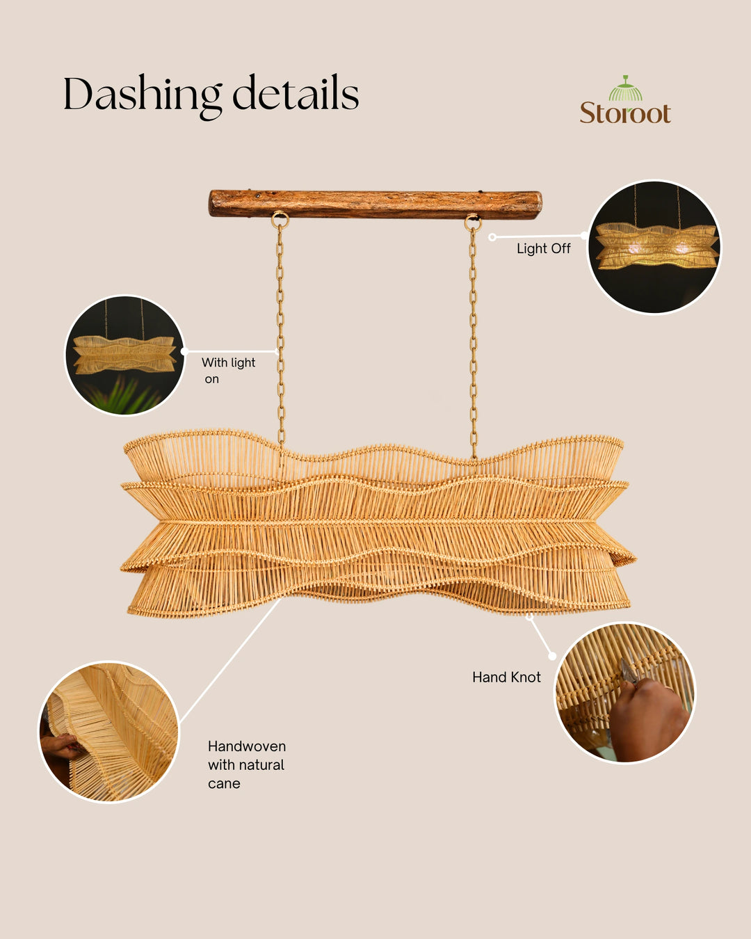 Liyora Flow – Sculptural Cane Linear Chandelier