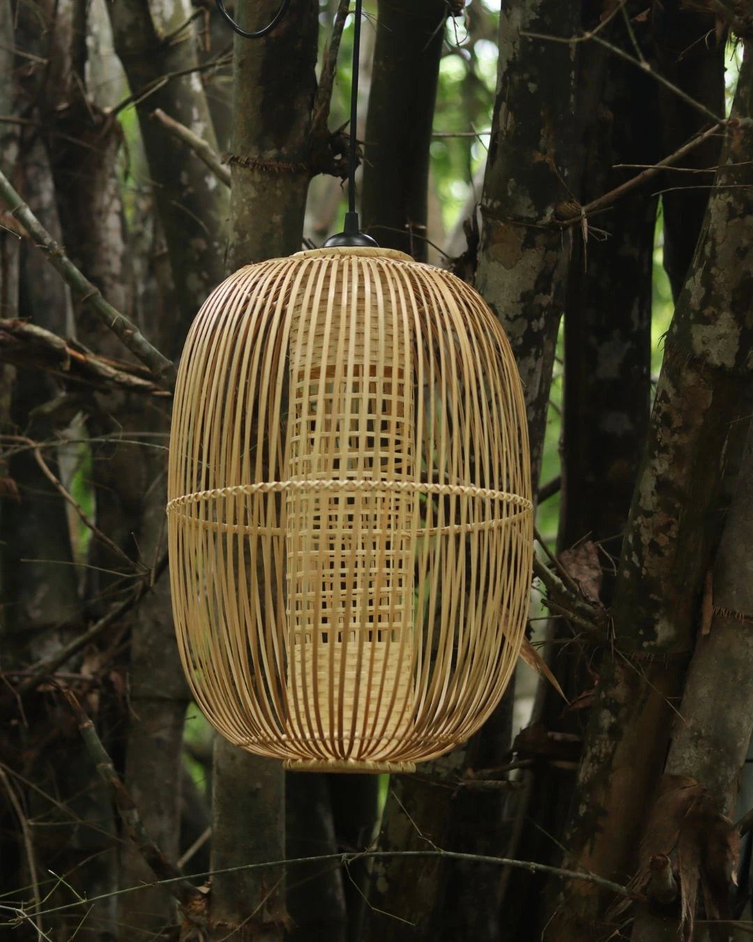 Huba Cluster of 3 H17 – Handcrafted Bamboo Double Height Chandelier