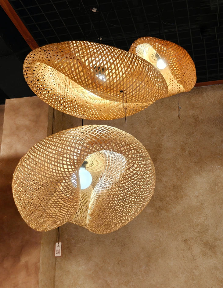 Viora Bamboo Cluster of 3 | Sculptural Double Height Chandelier D36