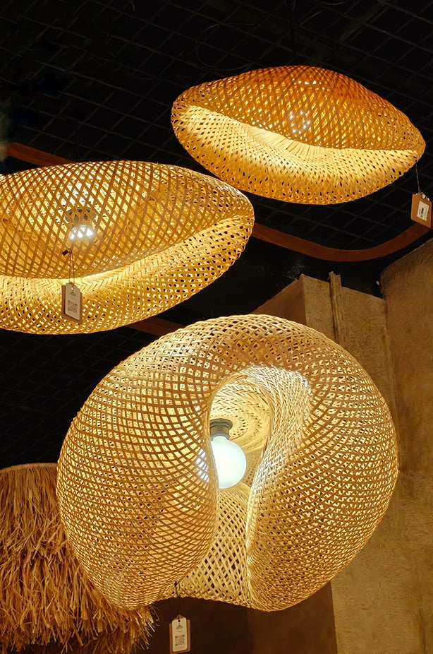 Viora Bamboo Cluster of 3 | Sculptural Double Height Chandelier D36