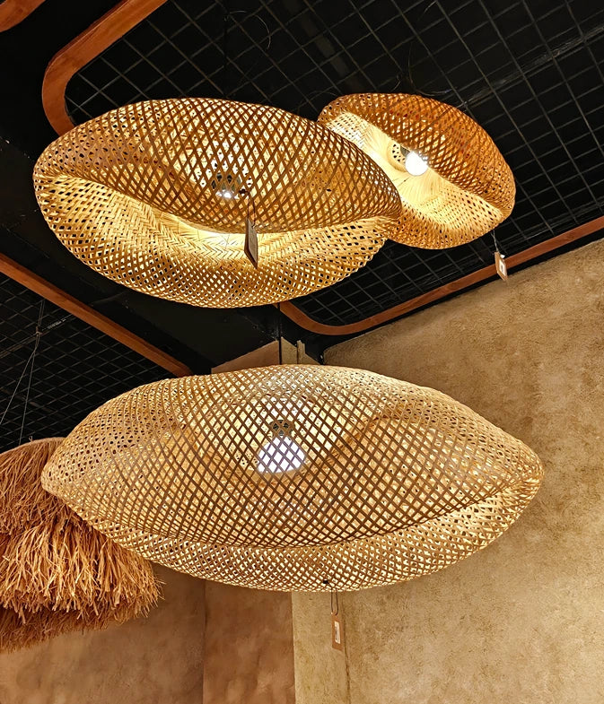 Viora Bamboo Cluster of 3 | Sculptural Double Height Chandelier D36