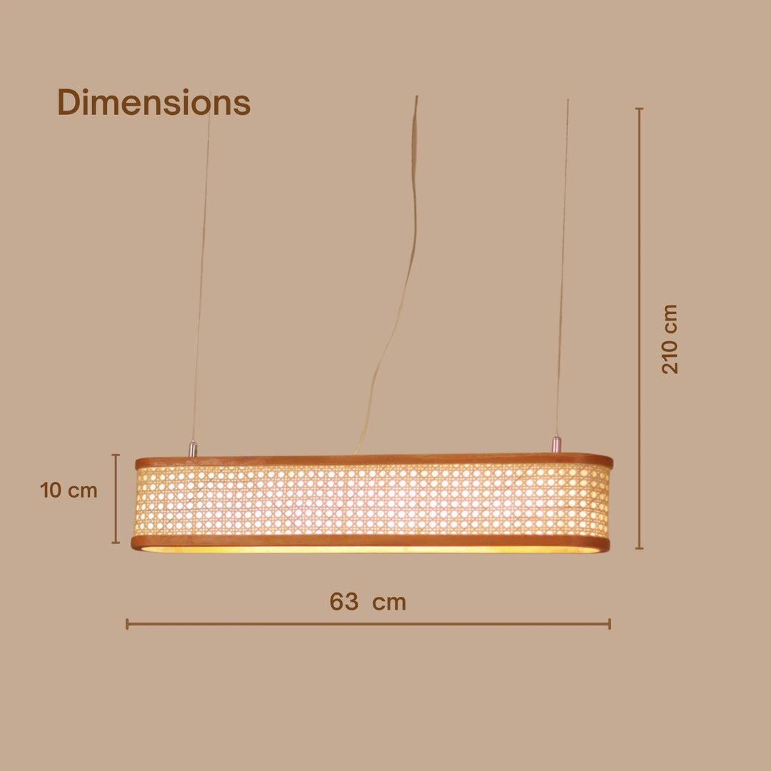 Lantova Rattan Cane Linear Light – Long Chandelier for Dining