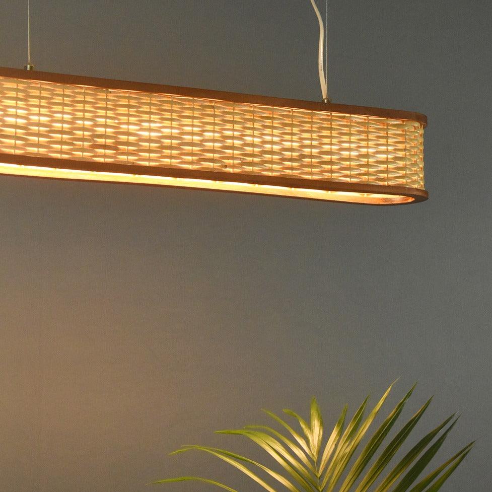 Handcrafted rattan cane pendant light with bamboo frame