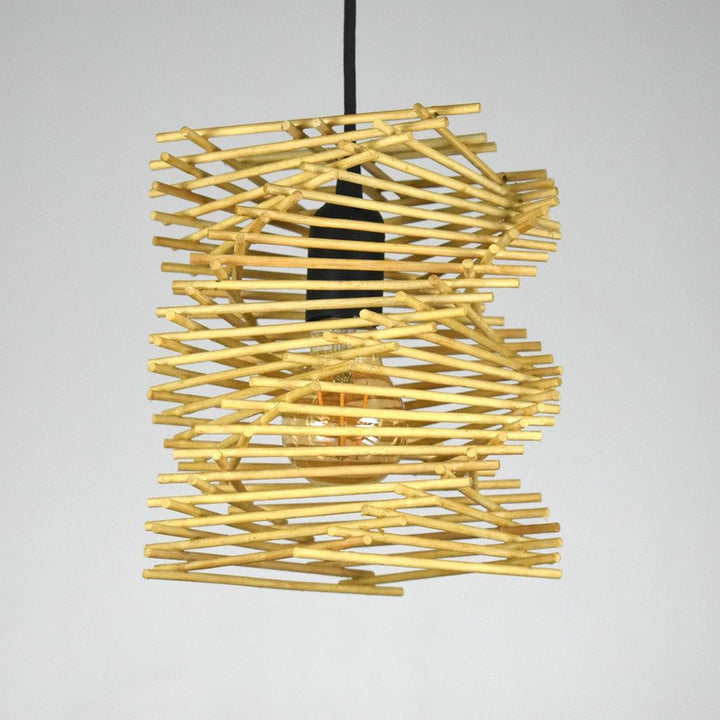 Bamboo seashell pendant light with spiral shape