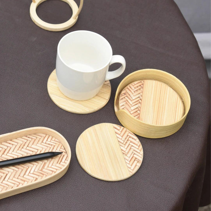 Bamboo Tea Coaster set of 4 - personalized sustainable gift