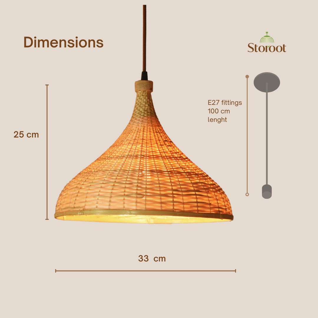 LuzLight Bamboo Pendant Lamp Dimensions Display