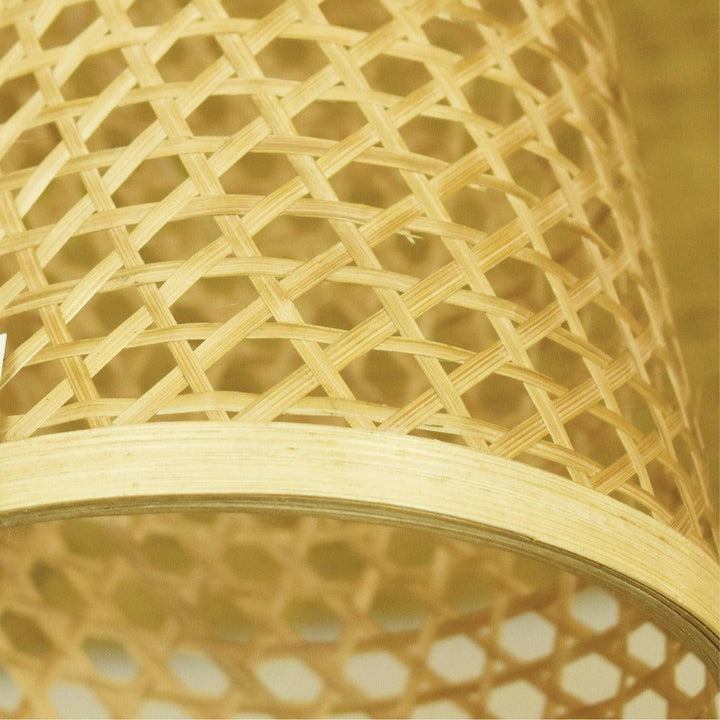 Close view of bamboo material used in a bamboo chandelier 