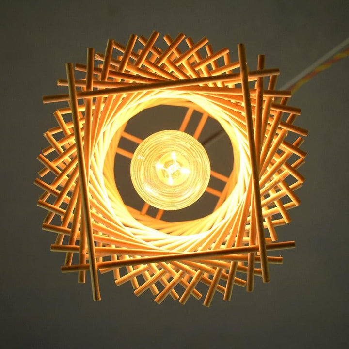 Eco-friendly bamboo spiral pendant light