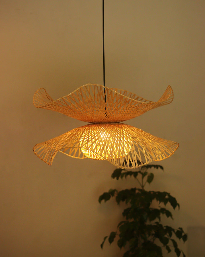 Hibisca Sunce Cluster of 3 Bamboo Pendant Light for Double Height
