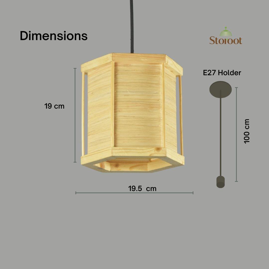 Natural raffia and bamboo pendant light with hexagon shape