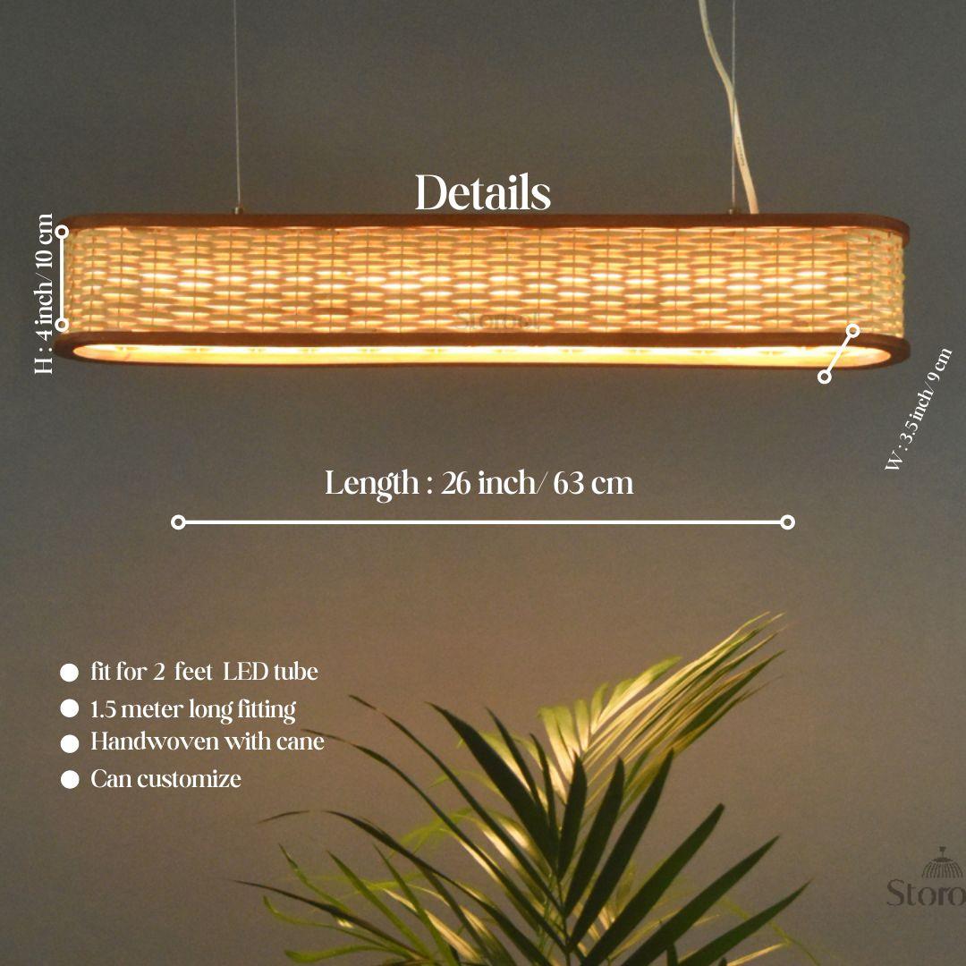 Elegant bamboo rattan pendant light 2 feet size