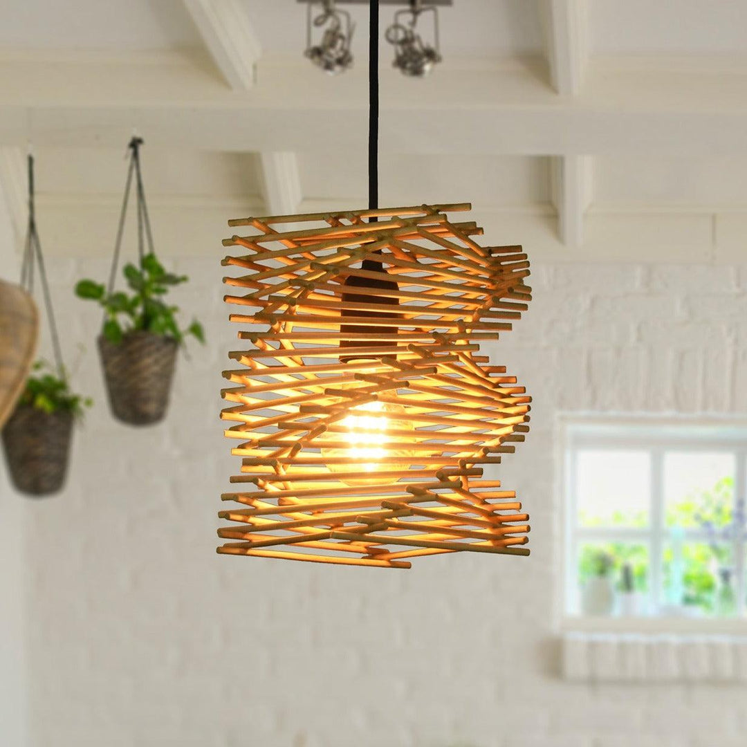 Seashell Spiral bamboo pendant light ideal for modern homes