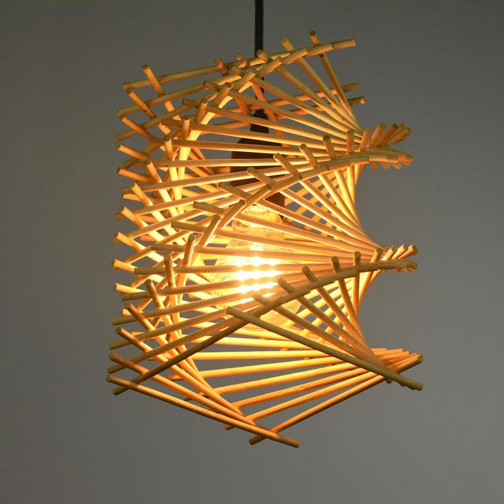 Handcrafted bamboo spiral-shaped seashell lantern