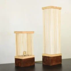 Bamboo table lamp with soft ambient lighting