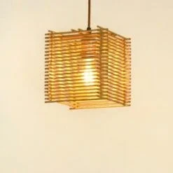 Unique bamboo lights creating a cozy and inviting ambiance