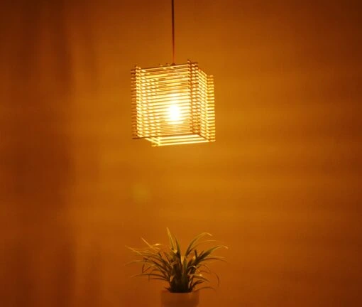 Warm ambient lighting with bamboo pendant lamps