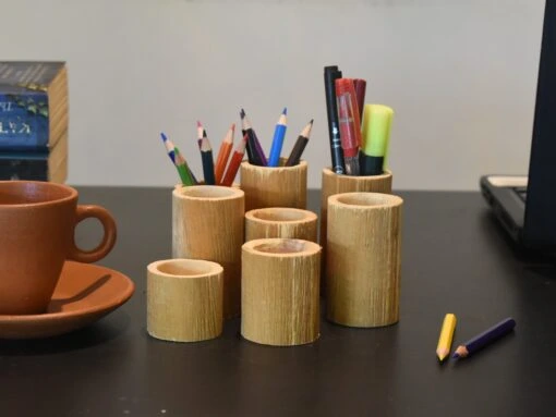Bamboo pen holder: an eco-friendly desk organizer